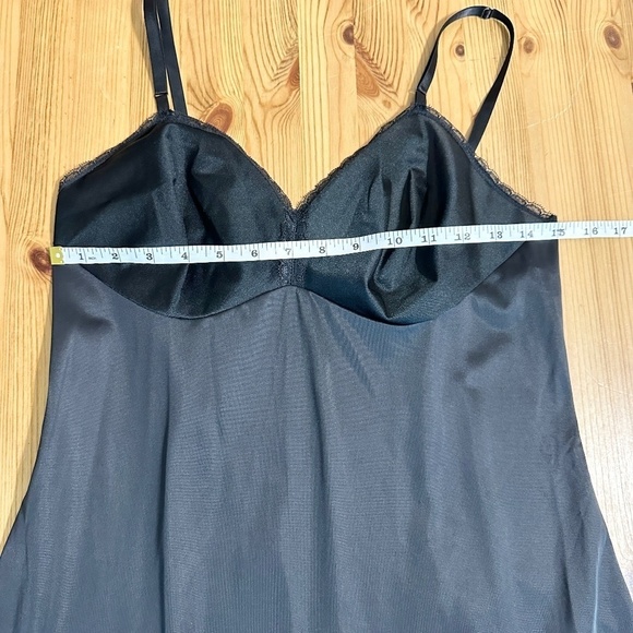 VINTAGE Vanity Fair Black Lace Trim Nylon Slip Mini Dress Romantic Womens 36 Med - Picture 14 of 15